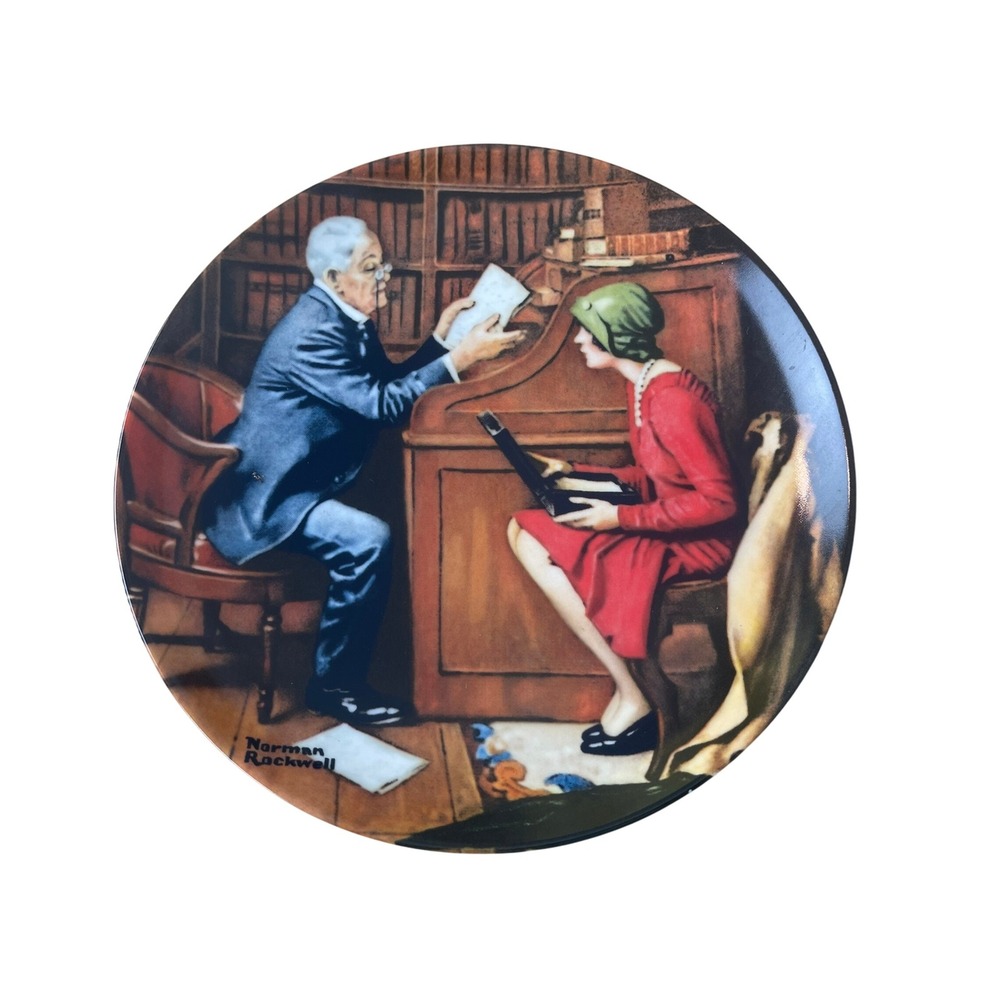 00432-Norman Rockwell Plate 14368B '86 Authenticated "The Professor" 84-R70-3.10